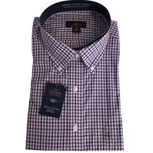Club Room The Estate Dress Shirt Plum Navy Gingham